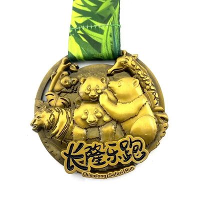 Katı doku Antik Altın Kişiselleştirilmiş Yarış Madalyaları Joyrun Hayvan Temalı Koşu