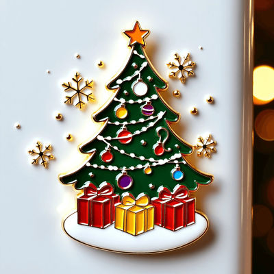 Bayram Noel ağacı buzdolabı mıknatısı kar taneleri ve hediyelerle
